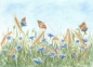 Preview: Postkarte DIN-A6 Aquarell Kunst Druck Kunstdruck Schmetterlinge Blumen Blumenwiese Wiese Schmetterling
